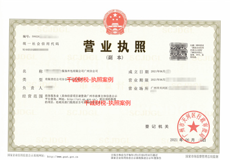 广州天河区某服务外包公司注册办理